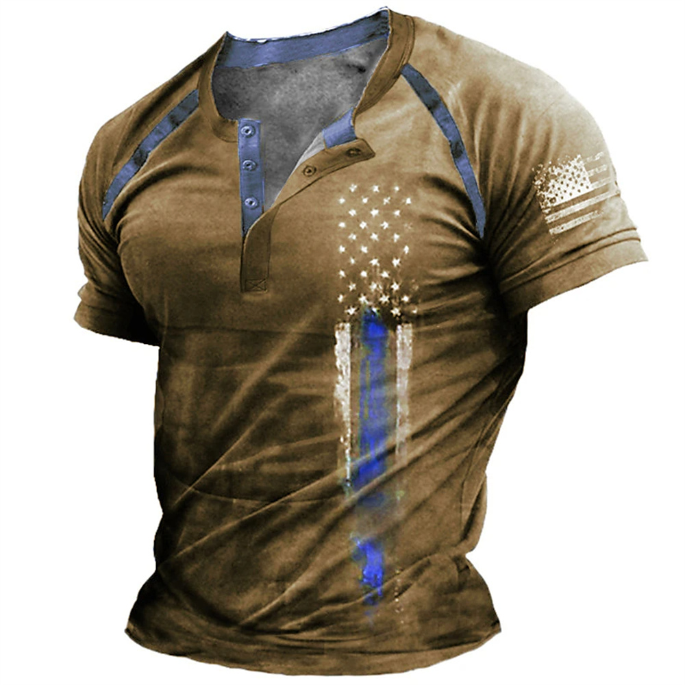Vintage Fashion Stores - T-shirt décontracté pour homme à col
